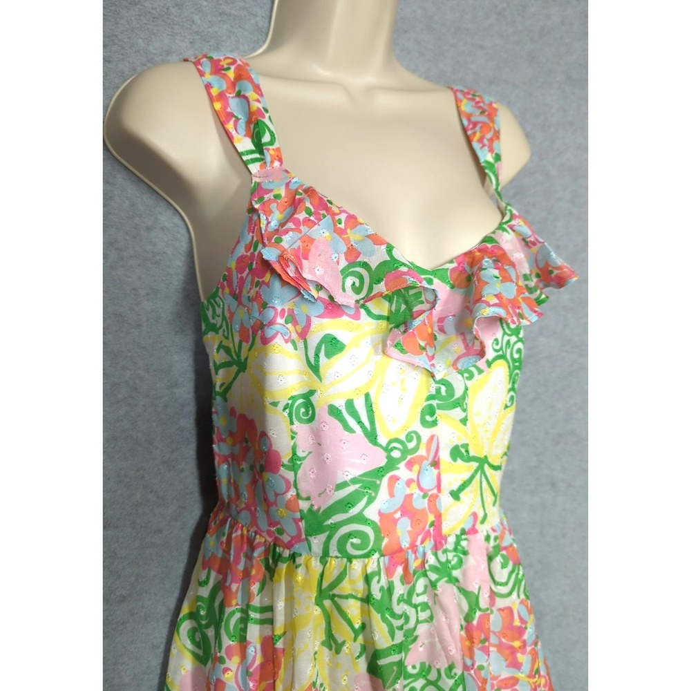 Lilly Pulitzer Sundress Women 10 Peggy Mariposa Floral Ruffle Summer Spirit